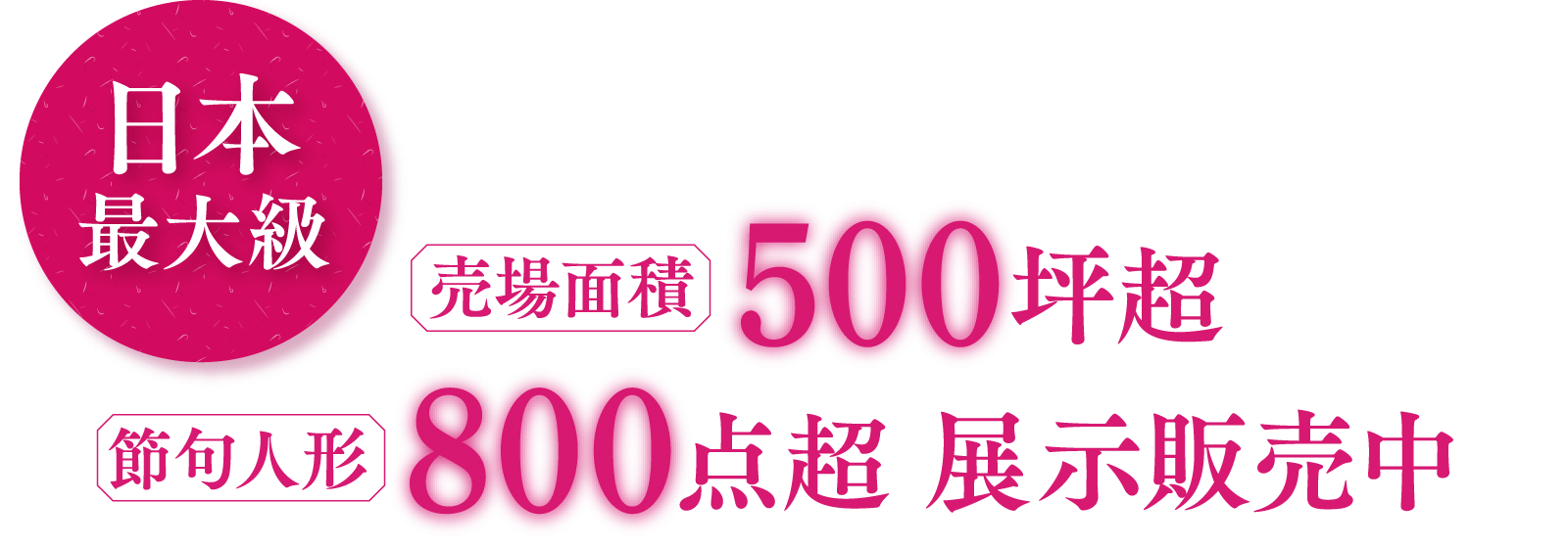 売場面積500坪超、節句人形800点超展示販売中