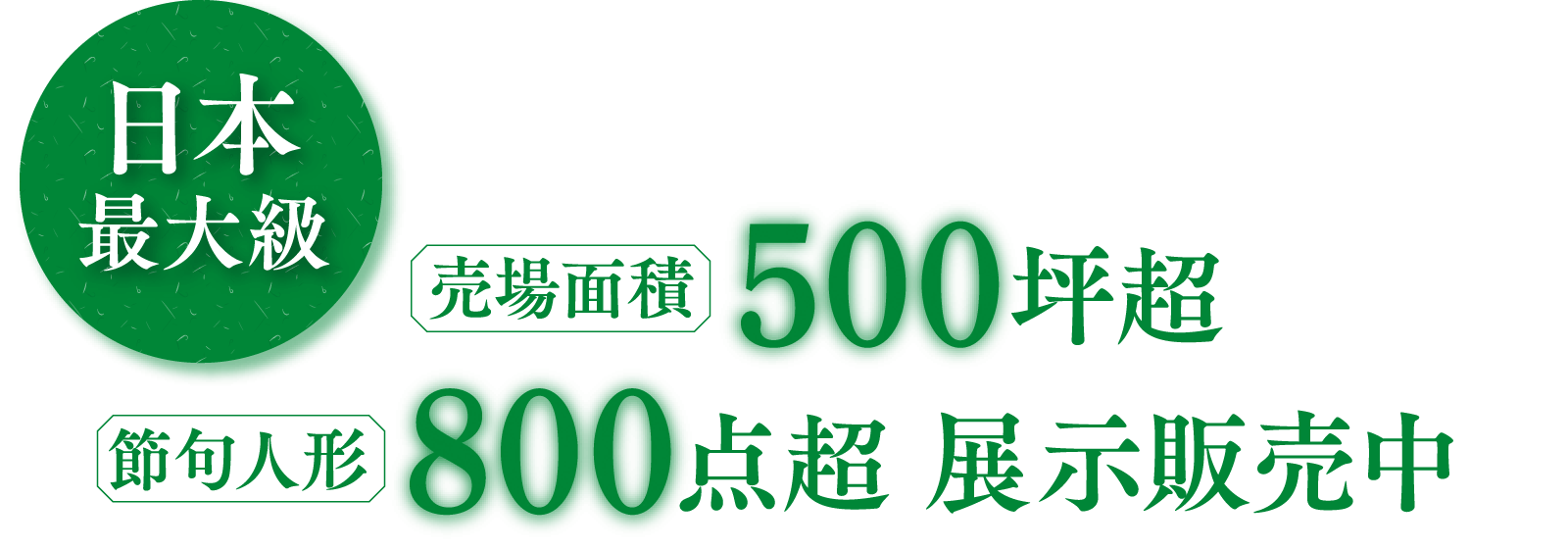 売場面積500坪超、節句人形800点超展示販売中